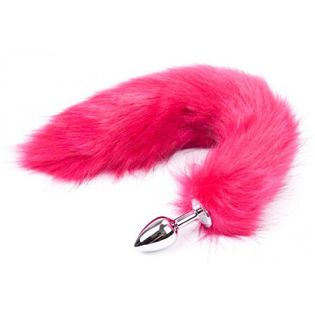 Анальна пробка з лисячим хвостиком - Фуксія – Анальні іграшки