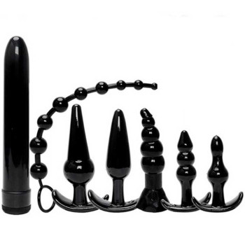 Анально-вагінальний набір із 7 предметів - Чорний – Анальні іграшки