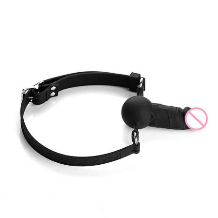 Кляп-страпон на обличчя та в рот "Wearable Sleeve" - ​​8*2,7 см - Чорний