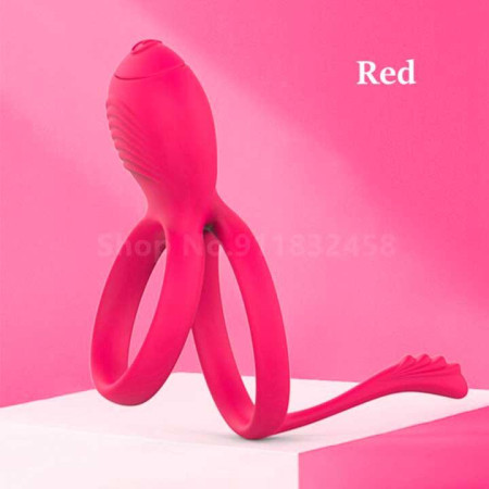 Подвійне ерекційне кільце з хвостиком та вібростимуляцією.