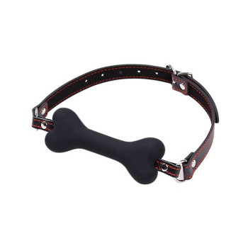 Кляп "Кістка" в рот для BDSM та рольових ігор Чорний – Садо-мазо