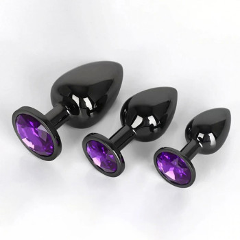 Анальная пробка металл черная M + мешочек